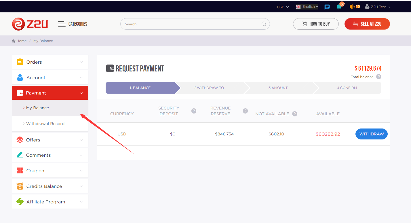 How to request payment?(Withdrawal)