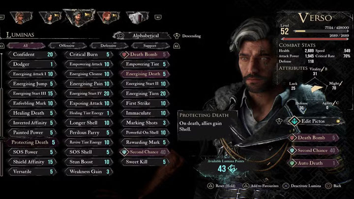 Recommended Pictos & Lumina for the Build