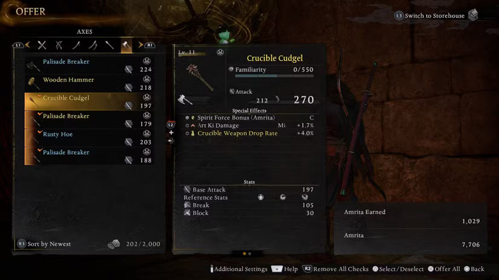 Convert Unwanted Gear Into Amrita