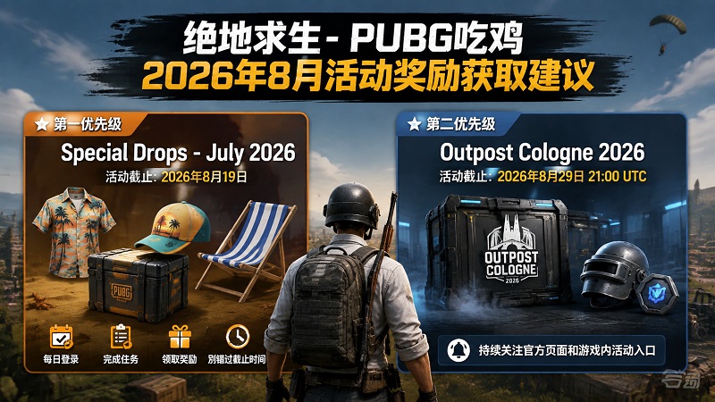 绝地求生- PUBG吃鸡 2026年8月活动奖励获取建议 绝地求生- PUBG吃鸡 2026年8月活动奖励获取建议